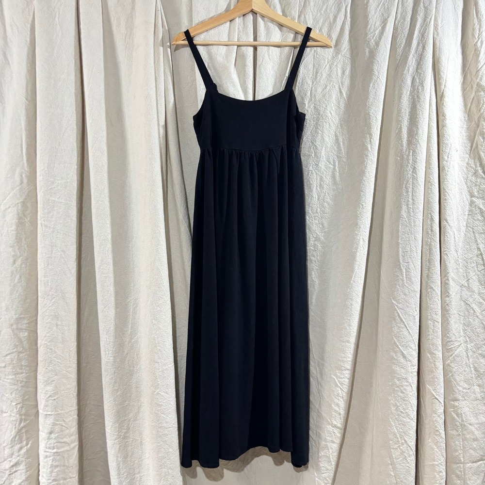 Carly Jean Los Angeles Black Linen Blend Smocked Midi Dress ID32725R Small